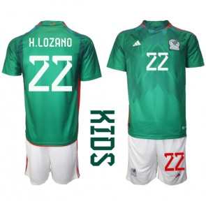 Mexico Hirving Lozano #22 Replika Babytøj Hjemmebanesæt Børn VM 2022 Kortærmet (+ Korte bukser)